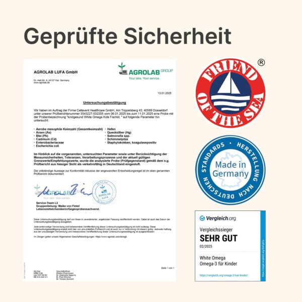 Omega-3 Kapseln für Kinder – Vergleichssieger 2025 – 518 mg Fischöl mit DHA & EPA – zuckerfrei – 90 Mini-Kapseln (1 Monat) – Bild 8