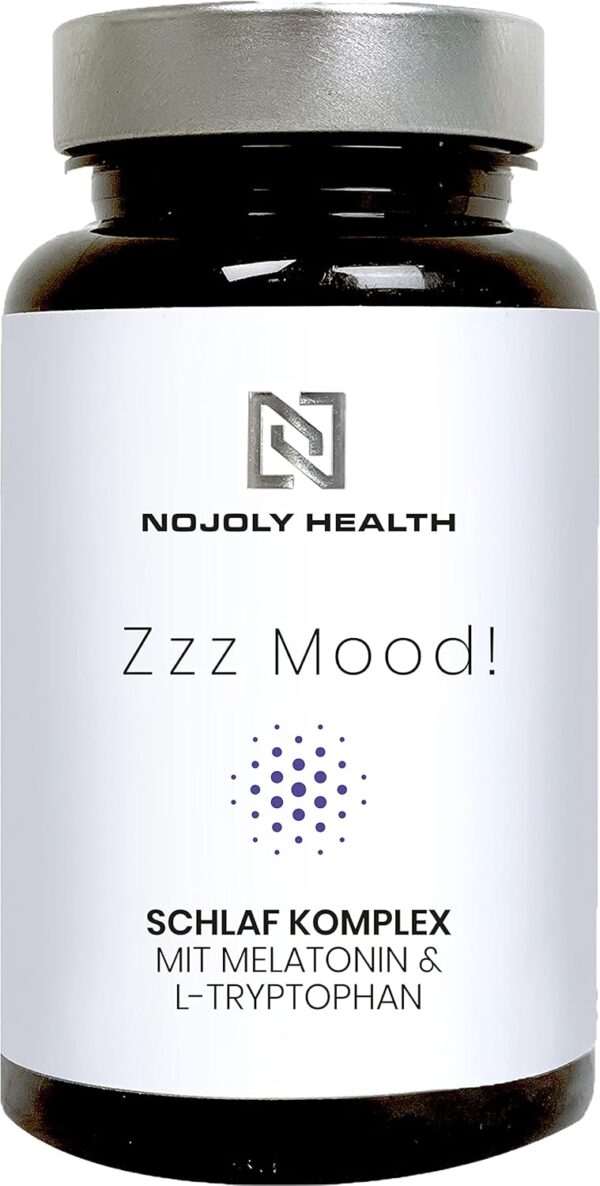 Zzz Mood® natürlicher Schlaf Komplex | mit 1mg Melatonin, L-Tryptophan, Passionsblume, Ashwagandha & bewährten Pflanzenstoffen hochdosiert B5 für geistige Leistung & Energiestoffwechsel
