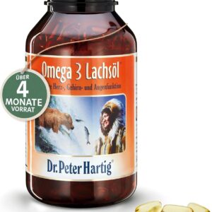 Dr. Peter Hartig Omega 3 Lachsöl 250 Kapseln 4-Monats-Vorrat EPA DHA Vitamin E Lactose-, Gluten-, Hefefrei