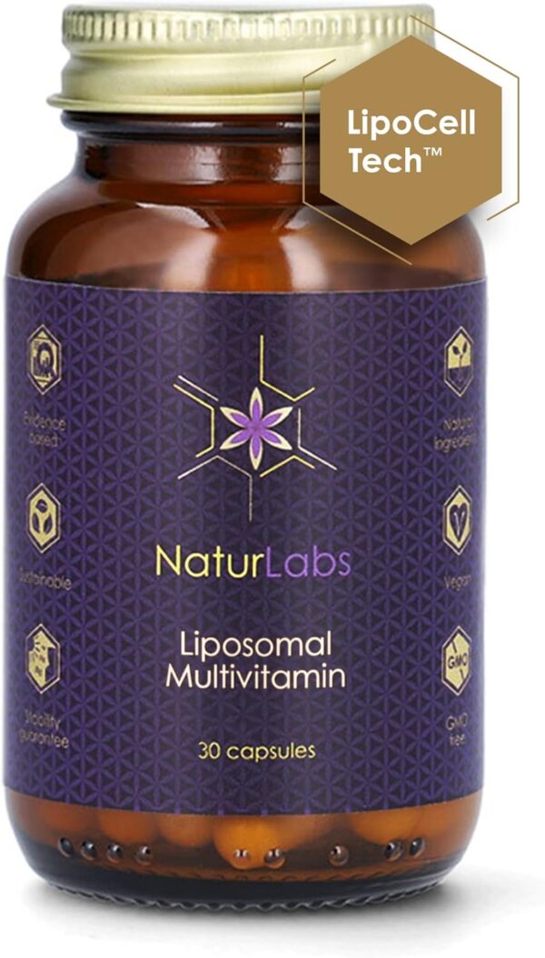 NaturLabs® Liposomales Multivitamin · 95% Aufnahmefähigkeit · natürlich & vegan · patentierte LipoCellTech™ Technologie · 30 Kapseln Hochdosiert Multi vitamine & Mineralstoffe Komplex · GMO-frei