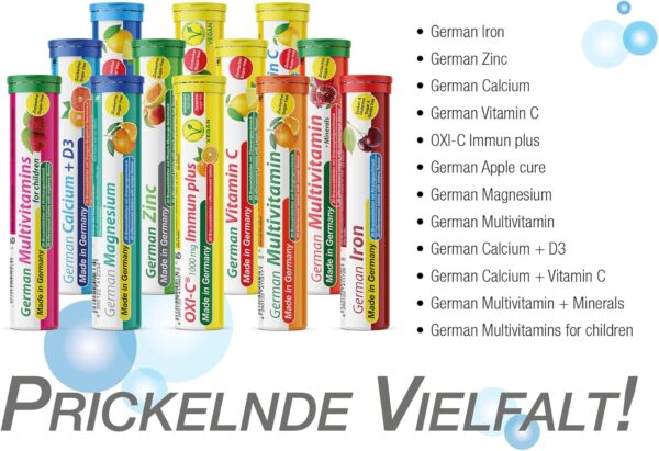 German Multivitamin + Mineralien Brausetabletten 60 Stk. Granatapfelgeschmack – 10 Vitamine + 2 Mineralien – Made in Germany – Bild 7