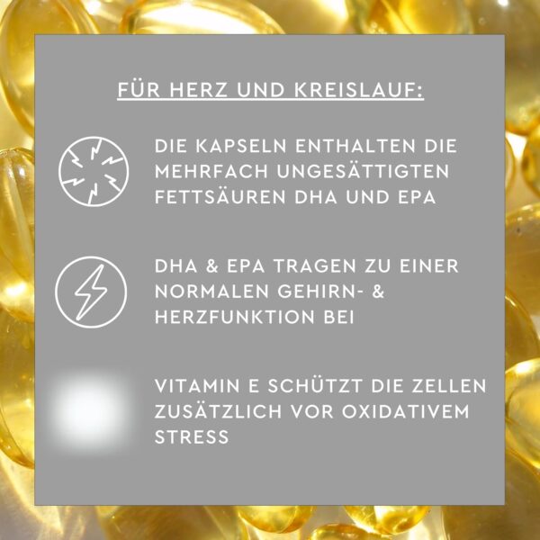 SUNLIFE Omega 3 Kapseln hochdosiert - 1 x 60 Stück - 1000mg Omega 3 Fischöl Kapseln - Omega 3 Öl Kapseln mit 180mg EPA & 120mg DHA - gluten- & laktosefrei - hochwertige Fischöl Omega 3 Kapseln – Bild 4