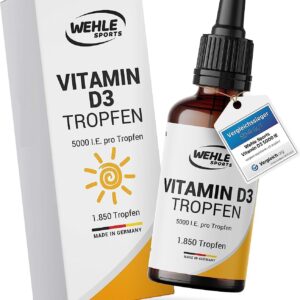 Vitamin D3 Laborgeprüfte 5000 IE pro Tropfen hochdosiert Vergleichs-Sieger 2019-2021 - Hoch bioverfügbares Vitamin D flüssig 50ml (1850 Tropfen) mit MCT-Öl aus Kokos