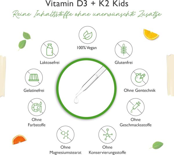 Vitamin D3 K2 Tropfen für Kinder für 300 Tage (10 Monate) - 500 IE Vitamin D & 25μg Vitamin K2 - Hoch bioverfügbar durch Original K2VITAL® - Ohne schädliche Zusätze - Vitamine für Kids – Bild 4