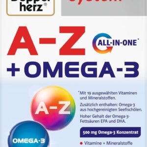 Doppelherz system A-Z + OMEGA-3 ALL-IN-ONE – 19 Vitamine und Mineralstoffe PLUS Omega-3 – 60 Kapseln