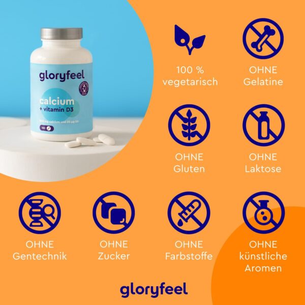 Calcium Tabletten 800 mg + Vitamin D3 1000 I.E. - Kalzium aus Calciumcarbonat Hochdosiert - D3 zur Unterstützung der Calcium-Aufnahme* - 180 Tabletten für 3 Monate - Laborgeprüft, ohne Zusätze – Bild 4