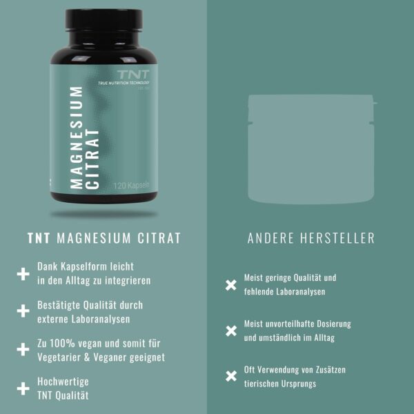 Magnesium Citrat Kapseln • 300mg pro Portion • 120 Kapseln • hochdosiert für 2-4 Monate • Laborgetestet & Reines Magnesiumcitrat – Bild 6