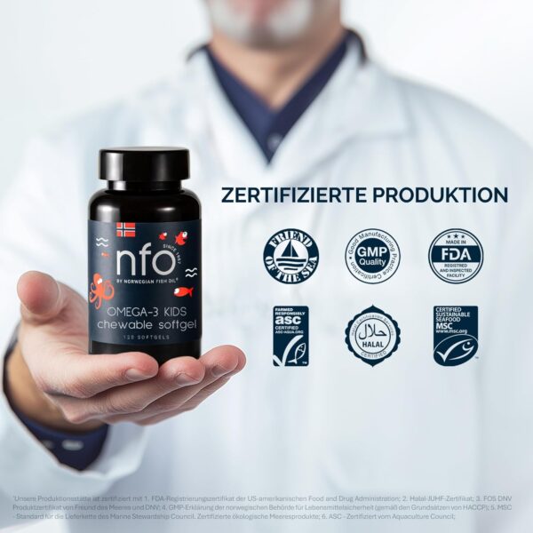 NFO Omega-3 Kids - Leckeres Tutti-Frutti Fischöl zum Kauen | Mit essentiellen Vitaminen | Kinderfreundliche Formel - 120 Kapseln – Bild 6