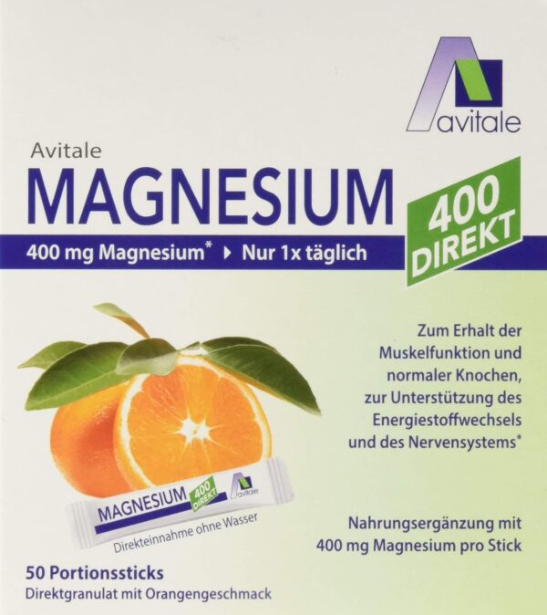 Avitale Magnesium 400 direkt Orange - Direktgranulat zur Einnahme ohne Wasser, 105 g
