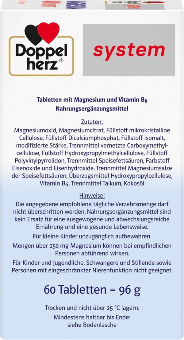 Doppelherz system MAGNESIUM 400 DEPOT – Magnesium als Beitrag für die normale Funktion der Muskeln und des Nervensystems – 60 Tabletten – Bild 4