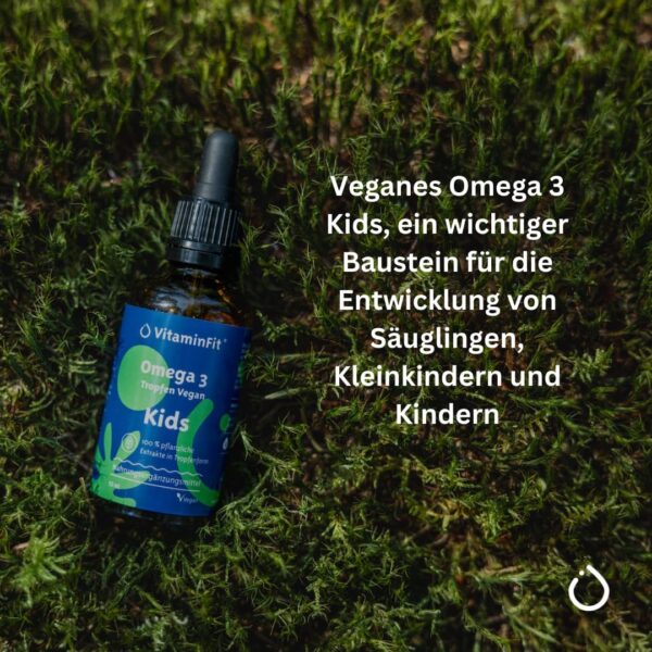 VitaminFit Kinder Omega-3-Tropfen Nahrungsergänzung für Kinder - Flüssig - DHA - EPA - ALA - Fischfrei - 100% Pflanzlich - Vegan - 50 ml – Bild 3