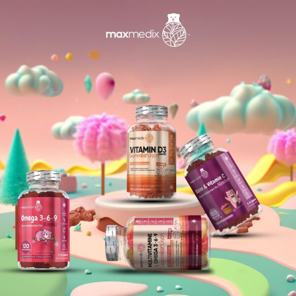 Calcium & Vitamin D3 Gummibärchen für Kinder - 90 vegetarische Gummies - 320 mg Kalzium & 800 IE Vitamin D3 - Für Immunsystem, Stoffwechsel & Knochen (EFSA) - Erdbeere & Vanille Geschmack - maxmedix – Bild 9