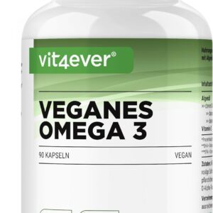 Omega 3 Vegan - 90 Algenöl Kapseln - Markenrohstoff: life's™OMEGA mit DHA & EPA aus Algenöl in Triglycerid-Form - Laborgeprüft - Schadstoffarm - Extra hochdosiert