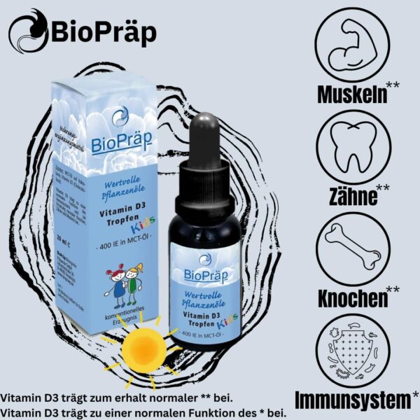 BioPräp Vitamin D3 Tropfen Kids | 680 Tage | für Kinder und Säuglinge | 20 ml | Made in Germany | zertifizierte Produktion – Bild 3
