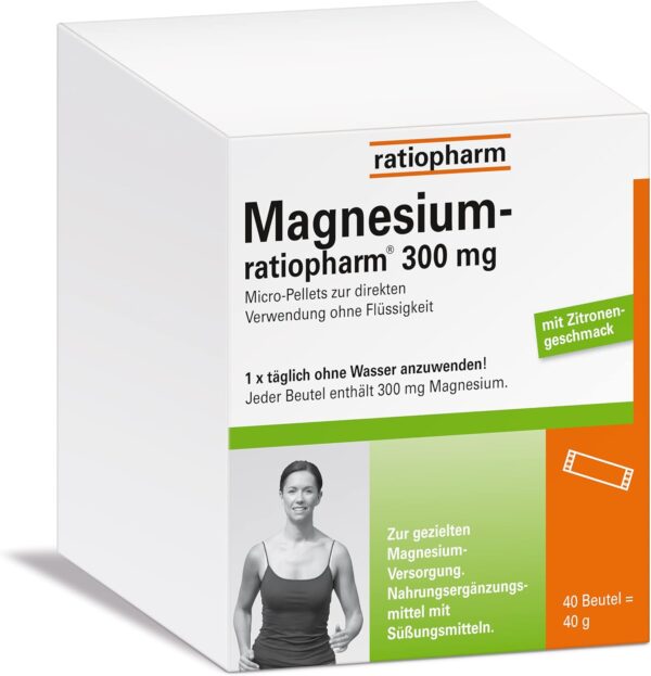 Magnesium-ratiopharm 300 mg: Magnesium mit Zitronengeschmack in praktischen Sticks zur Verwendung ohne Wasser, 40 Stk. – Bild 2