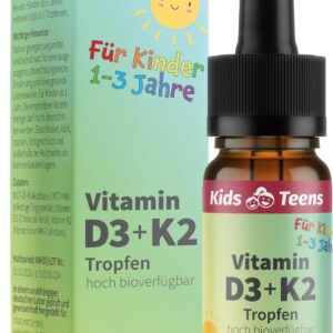 Vitamin D3 K2 Tropfen für Kleinkinder ab 1 Jahr – DEUTSCHES PRODUKT – Frei von Zusätzen & 100% Vegetarisch – Vitamin D für Kinder Vitamine