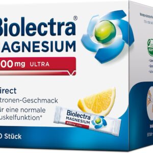 Biolectra Magnesium 400 mg Direct Sticks Zitrone, 60 Stück: Für eine normale Muskelfunktion bei erhöhtem Bedarf, Magnesium Direkt-Sticks, hochdosiert