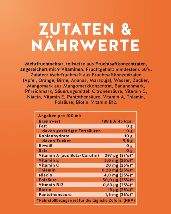 granini Trinkgenuss Multivitamin (6 x 1l), mindestes 50% Frucht, Mehrfruchtnektar, vegan, natürlich, mit Pfand – Bild 3