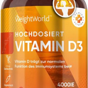 Vitamin D3 4000 IE - 400 Tabletten (1 Tablette alle 4 Tage) - Sonnenvitamin für Immunsystem, Knochen, Zähne & Muskeln (EFSA) - 100% Reines Cholecalciferol Vitamin D - Geprüfte Zutaten - WeightWorld