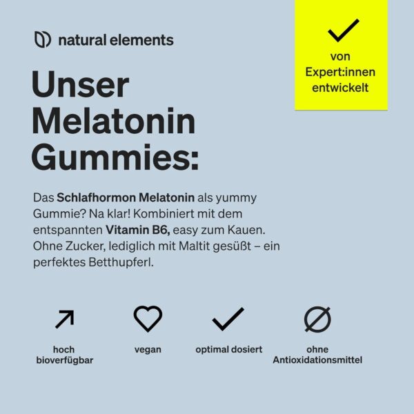 Melatonin Gummies – 0,5mg Melatonin Schlafhormon – 90 Gummies mit Vitamin B6 & Minzgeschmack – vegan – laborgeprüft – Bild 3