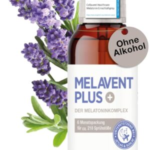 Melatonin Einschlaf-Spray – hochdosiert – 0,5 mg Melatonin pro Tagesdosis – mit Pflanzenextrakten – Melavent PLUS - 6 Monatsvorrat
