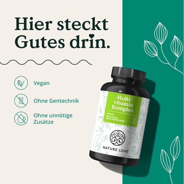 Multivitamin Komplex – 180 vegane Kapseln – Vitamine A-Z & Mineralstoffe – mit Grünteeextrakt und Citrus-Bioflavonoiden – hochdosiert und mit Bioaktiv-Formen – laborgeprüft, ohne unnötige Zusätze – Bild 4