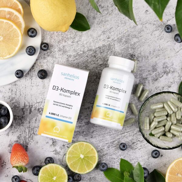 Sanhelios® Sonnenvitamin-Komplex - 4000 I.E. Vitamin D3 + K2 (MK7) & Omega-3 Fettsäuren - 80 Kapseln = 400 Tage rund um versorgt - Nur Premium Zutaten - Hergestellt & geprüft in Deutschland – Bild 5