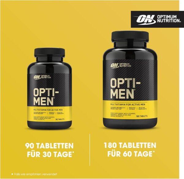 Optimum Nutrition Opti-Men Multivitamin-Nahrungsergänzungsmittel für Männer mit Vitamin D, Vitamin C, Vitamin B6 und Aminosäuren, geschmacksneutral, 60 Portionen, 180 Kapseln – Bild 5