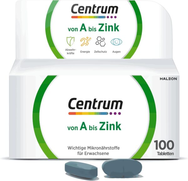 Centrum Von A bis Zink, 100 St., Hochwertiges Nahrungsergänzungsmittel zur täglichen Komplettversorgung mit Mikronährstoffen, Verpackung kann variieren