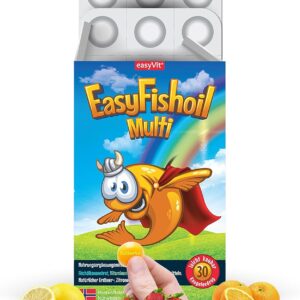 EasyFishoil Multivitamin Omega 3 Jelly -30 Tage mit 11 Vitaminen Soft Jelly Hochdosiert, Reines Fischöl Kapseln für Kinder-natürlichem Zitronen&Orangengeschmack KIDS