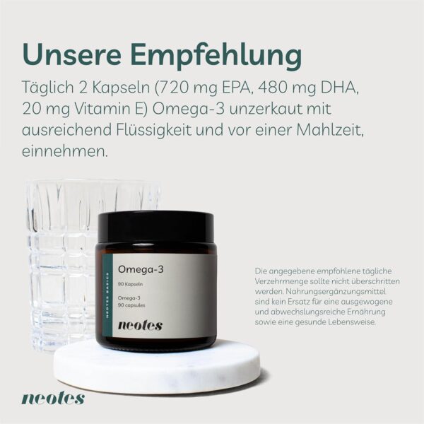 Omega-3 Fettsäure - Hochdosiert mit 720 mg EPA & 280 mg DHA - 90 Kapseln (6 Wochen) - Premium Nahrungsergänzungsmittel mit Fettsäuren aus Fischöl - Optimale Bioverfügbarkeit - neotes – Bild 5