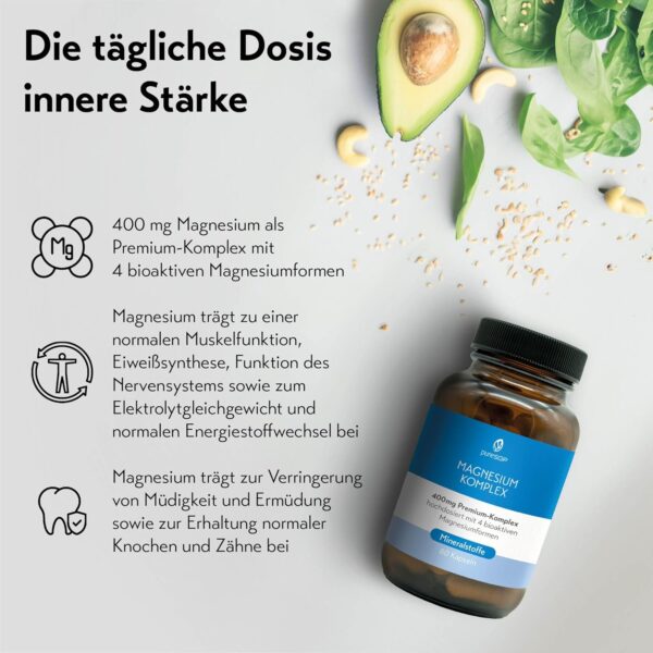 pureSGP Magnesium Komplex - 400 mg reines Premium Magnesium aus 4 hochwertigen Magnesiumformen. Pharmazeutische Expertise aus Deutschland. Hohe Bioverfügbarkeit. Labor geprüft, hochdosiert. Vegan – Bild 4