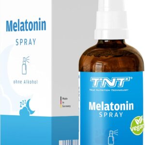 TNT Melatonin Spray hochdosiert (50ml) • Einschlafspray für 166 Tage • 0,5mg reines Melatonin pro Portion • Ohne Alkohol & auf Wasserbasis • 100% Vegan • Made in Germany