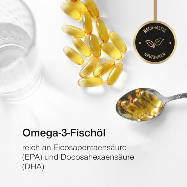 Omega 3 Kapseln Hochdosiert 3000mg - Premium Fischöl 120 Kapseln - Dreifache Wirkung - Hoher DHA & EPA Gehalt - Reines Omega 3 Öl aus Nachhaltigem Fischfang - Laborgeprüftes Fischöl Ohne Zusätze – Bild 4