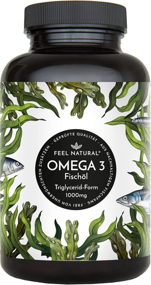 Omega 3 Kapseln hochdosiert - Jahresvorrat 365 Stück - Nur 1 Kapsel täglich - Essentielle Omega 3 Fettsäuren EPA & DHA - Fischöl Kapseln aus nachhaltigem Fischfang, ohne unnötige Zusätze
