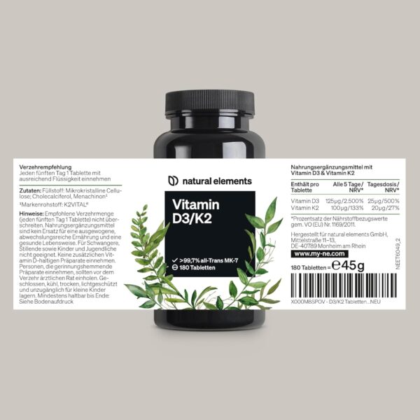 Vitamin D3 + K2 Depot – 180 Tabletten – Premium-Qualität: K2VITAL® von Kappa – 99,7+% All-Trans K2-MK7 + 5000 IE Vitamin D3 – hochdosiert, ohne Zusätze – in Deutschland produziert & laborgeprüft – Bild 6