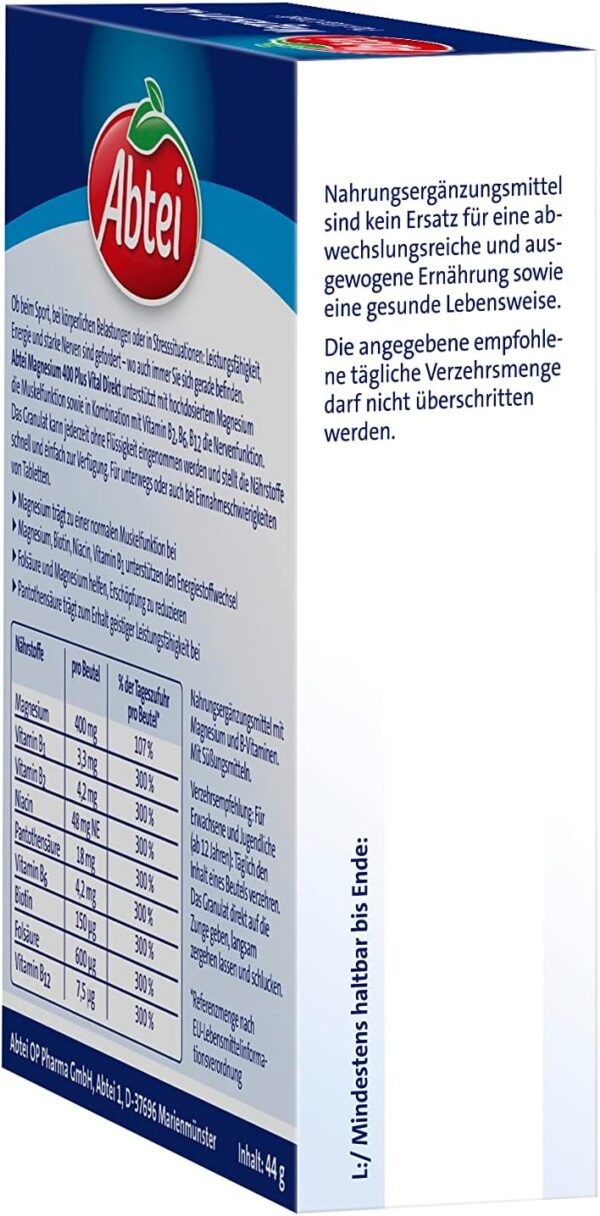 Abtei Magnesium 400 + Vitamin B Komplex, 1er Pack (1x 20 Stück) – Bild 5