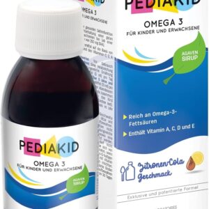 PEDIAKID - Omega 3 - Das mit der aus Fischöl gewonnenen Omega-3- Fettsäure DHA angereicherte - Vitamin A, C, D, E - Fördert die kognitiven Funktionen - 125ml