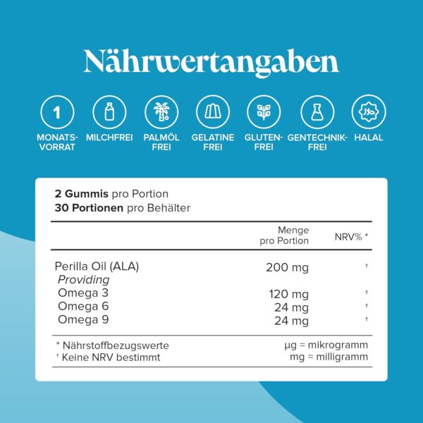 Vegane Omega 3 6 9 Gummibärchen – 1 Monatsvorrat – Unterstützt die Gesundheit von Herz Gehirn und Augen – Omega 3 Vegan zum Kauen – Nachhaltige Pflanzliche Alternative zu Fischöl – Von Novomins – Bild 9