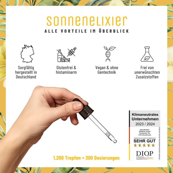NATURTREU® Vitamin D3 K2 Tropfen hochdosiert & vegan - 20.000 I.E Vitamin D3 + Vitamin K2 MK7 200 mcg pro Dosis (Depot) – Bild 3
