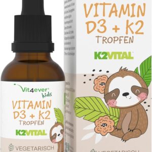 Vitamin D3 K2 Tropfen für Kinder für 300 Tage (10 Monate) - 500 IE Vitamin D & 25μg Vitamin K2 - Hoch bioverfügbar durch Original K2VITAL® - Ohne schädliche Zusätze - Vitamine für Kids