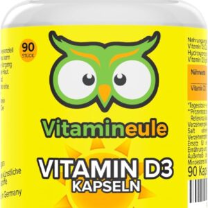 Vitamin D3 Kapseln - hochdosiert 30.000 i.E. - Produktion in Deutschland - vegan & bioaktiv - pflanzliches Cholecalciferol - ohne Zusatzstoffe - kleine Kapseln statt Tabletten - Vitamineule®