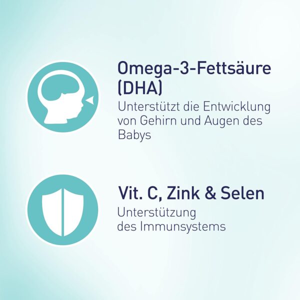 Elevit 3 - Nährstoffversorgung von Mutter und Kind ab der Stillzeit - Nahrungsergänzungsmittel mit Omega-3-Fettsäuren, Vitaminen und Mineralstoffen - 1 x 30 Kapseln – Bild 3