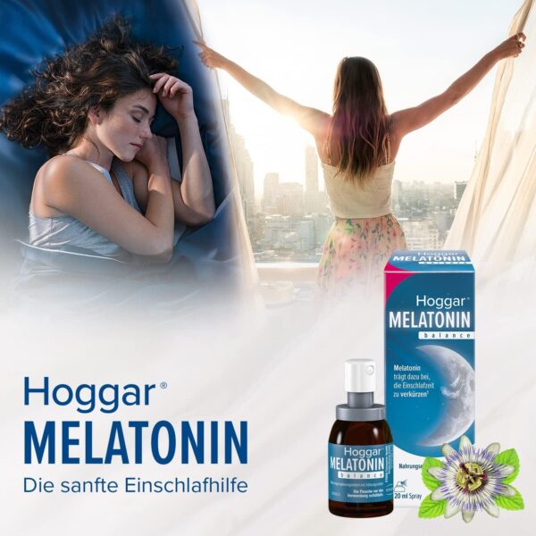 Hoggar MELATONIN balance - Einschlafspray - Nahrungsergänzung mit Melatonin zur Verkürzung der Einschlafzeit und bei Jetlag - mit Vitamin B6-20 ml Spray – Bild 3