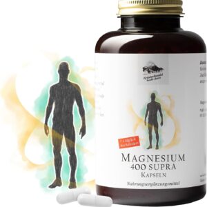 KRÄUTERHANDEL SANKT ANTON - Magnesium 400 Supra Kapseln - 400mg reines Magnesium Tagesdosis - 300 Kapseln Hochdosiert (Ohne Zusätze) Laborgeprüft