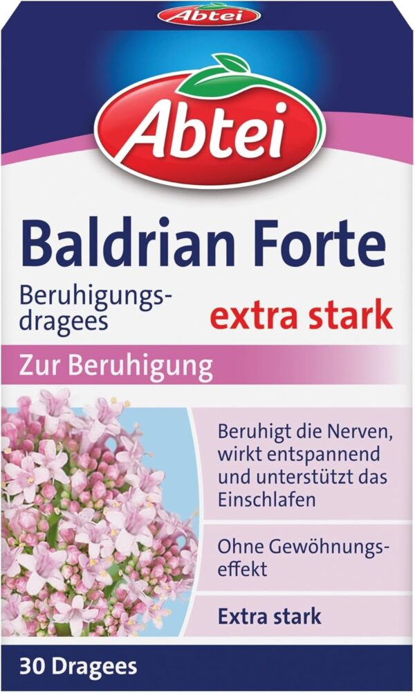 Abtei Baldrian Forte - pflanzlich, aus der Baldrianwurzel - zur Beruhigung und bei Schlafstörungen - ohne Gewöhnungseffekt - 30 Dragees
