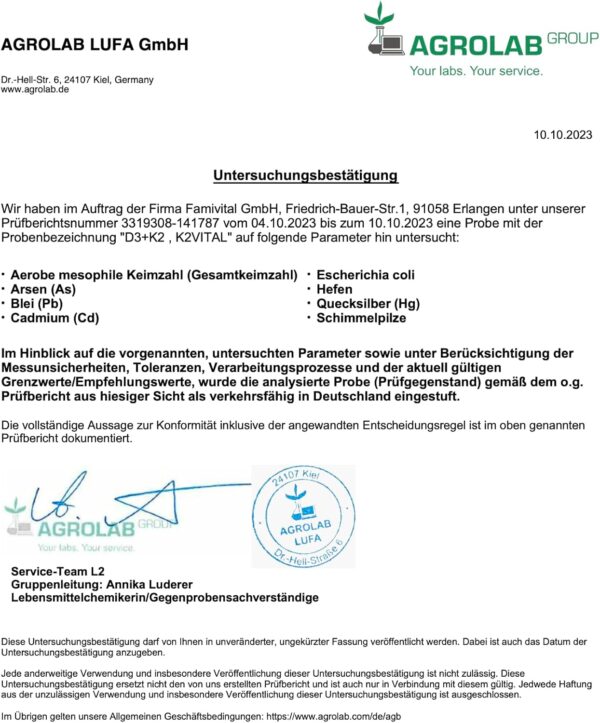Vitamin D3 + K2 50ml (1700 Tropfen) 1000 I.E - in MCT-Öl - Hoch bioverfügbar durch Original K2VITAL® 99,7% All-Trans - Laborgeprüft, hochdosiert, flüssig und in Deutschland produziert – Bild 7