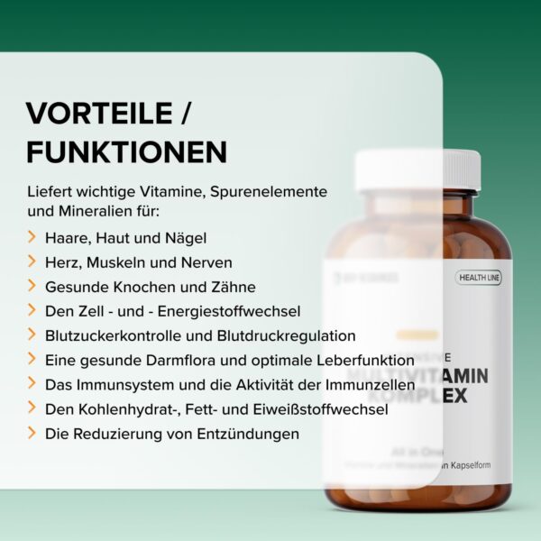 Intensive Multivitamin-Komplex 700mg I Hochdosierte Premium-Kapseln I Bioaktive Vitamine A-Z, Mineralien I Made in Germany I Hohe Bioverfügbarkeit – Bild 2