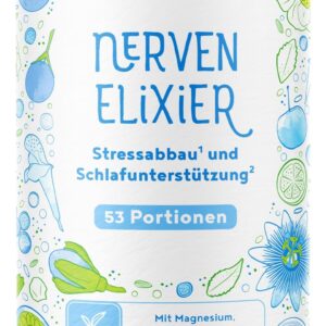 Nerven-Elixier - Melatonin, Magnesium, B-Vitamine & Aminosäuren für natürliches Stressmanagement & Entspannung am Abend - Pflanzliche Mischung mit Blaubeer-Geschmack - 400g Pulver von Alpha Foods