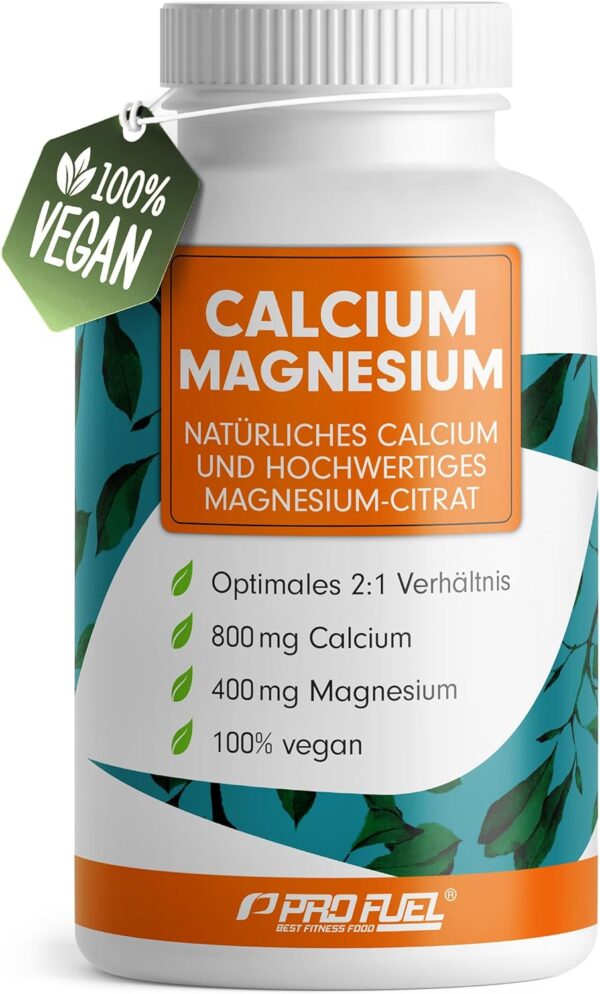 Calcium & Magnesium 180 Kapseln- hochdosiert mit 800 mg Calcium + 400 mg Magnesium pro Tag - hohe Bioverfügbarkeit durch natürliches Calcium aus Rotalgen und Magnesium-Citrat - laborgeprüft & vegan